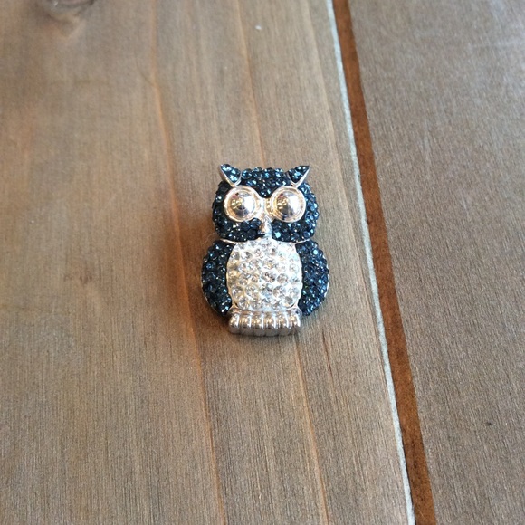 Jewelry - Crystal blue and clear Crystal owl pendant silver